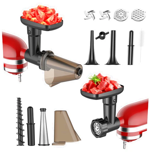 Fgreeble Meat Grinder for Kitchenaid Mixer,Including Meat Grinder Attachment with 2 sausage stuffer,Fruit&Vegetable Strainer Attachment,Tomato Sauce,Kitchen aid Mixer Attachments by Fgreeble,Black