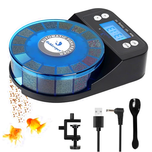 Fishkeeper Automatic Fish Feeder for Aquarium - 2024 Upgraded Rechargeable and Precision Fish Feeder Auto Dispenser for Betta Fish & Turtle, Moisture & Proof Vacation Self Feeding(Memory Function)