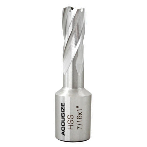 Accusize Industrial Tools 7/16'' Cutting Dia, 1'' Cutting Depth, H.S.S. Annular Cutter with 3/4'' Weldon Shank, 2080-2012