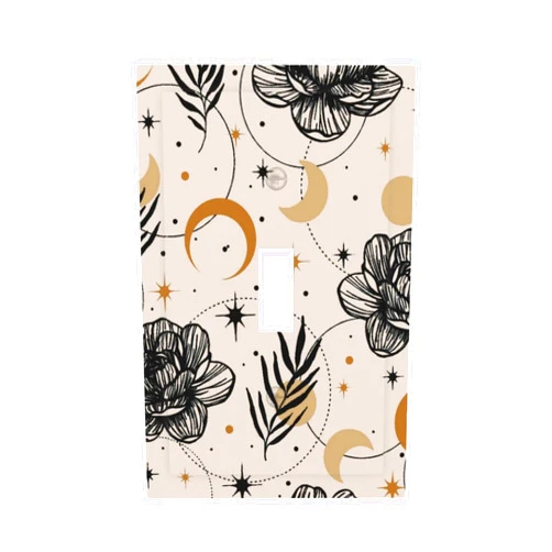 JIEXUTE Mid Century Boho Moon Floral 1 Gang Light Switch Plate Outlet Decorative Single Toggle Wall Plate Cover Electrical Switchplate Faceplat Home Decorate