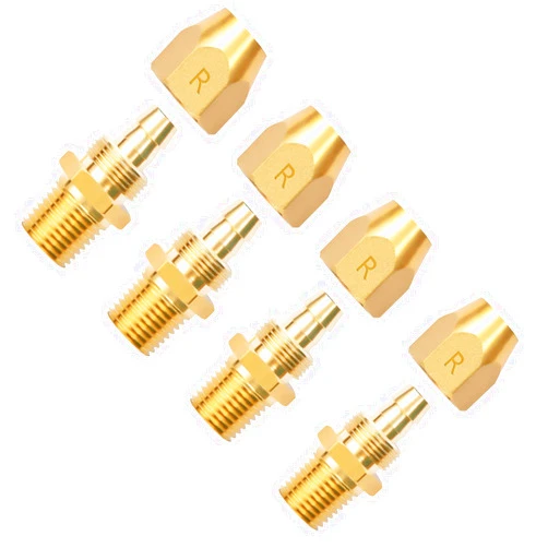 Pronese 4pcs Premium Solid Brass Pneumatics Reusable Rubber Hose-End Repair Fitting, 3/8