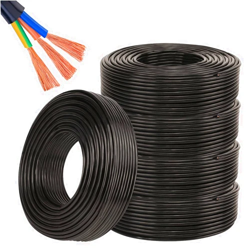 ROVCO Wire Cable Extension Cord 50ft Length Copper Wire 3 Conductor Electric Cores Blackwire Outdoor Extension Cord RVV Cord