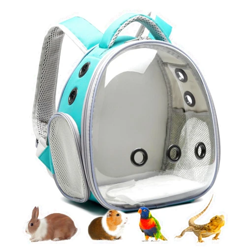 Ioview Portable Travel pet Backpack Carrier Hamster Bag Guinea Pig Bird Small Dog cat Turtle Carrier Rabbit Cage Squirrel Bearded Dragon Breathable Hangbag (Green)