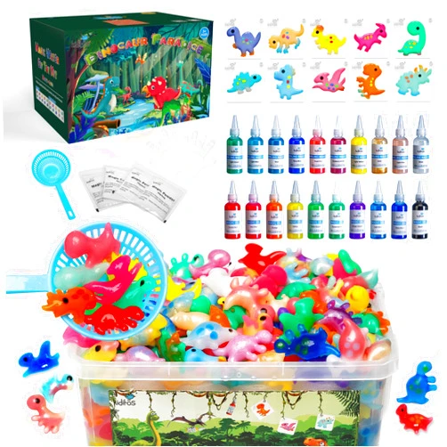 Kiditos Magic Water Elf Toy Kit, Aqua Fairy Water Gel Kit with 20 Magic Gels, 10 Dinosaur Molds, Birthday Gifts, Party Favors, Arts & Crafts DIY STEM Kits for Kids(20 Colors)