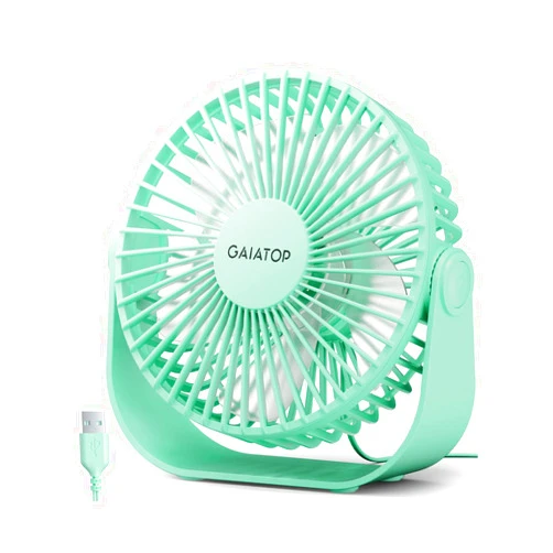 Gaiatop USB Desk Fan, 3 Speeds Strong Airflow, 5.5 Inch Portable 90° Rotate Quiet Cooling, Small Personal Table Fans for Bedroom Home Office Travel Green