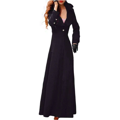 SERYU Womens Winter Lapel Slim Coat Trench Jacket Long Parka Overcoat Outwear