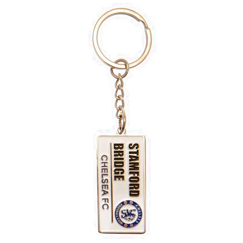 FOCO Chelsea FC Keyring with Embossed Street Sign, Metal, Blue, Approx 50mm x 25mm, blue, Approx 50mm x 25mm