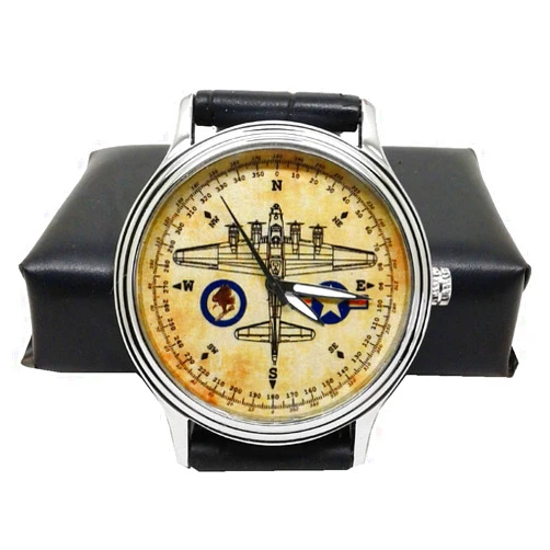 Discountzworld B-17 B 17 B17 FLYING FORTRESS VINTAGE USAAF WW-II BOMBER AIRCRAFT AVIATION ART WRIST WATCH