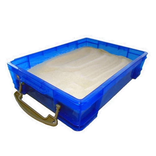 PlayTherapySupply Small 4 Liter Portable Sand Tray with Lid, Blue