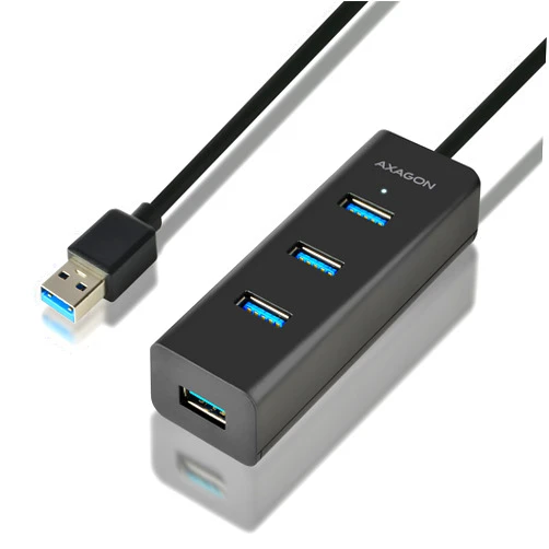 AXAGON ECO AXAGON Compatible HUE-S2BL USB-A-Hub, 4X USB 3.0, 1x Micro-USB für Stromversorgung - 1,2 m Kabel