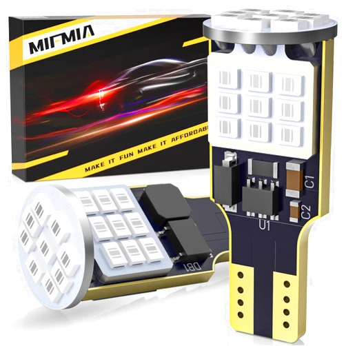 MIFMIA 912 921 LED Bulb Red for LED Third Brake Center High Mount Stop Light, 400% Brighter T15 906 904 W16W 27-SMD Chipsets LED 3rd Brake Tail Lights for Cars/Truck (Upgraded, Pack of 2)