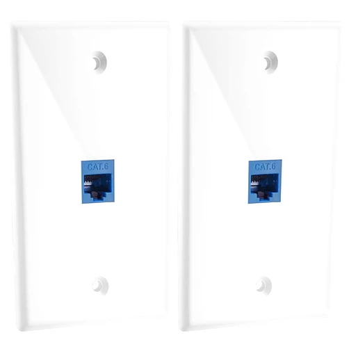 BERANMEY Ethernet Wall Plate with Single Port, 2 Pack BERANMEY RJ45 Cat6 Female to Female 1-Port Keystone Jack Inline Coupler Insert Lan Network Cable Faceplate