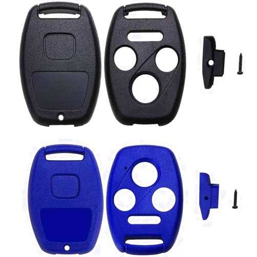 QIYANUA 4 Buttons Replacement Key Fob Keyless Entry Remote Shell Case & Pad fits Honda Accord Civic Ex Pilot with Screwdriver (Black 1+ Blue 1)