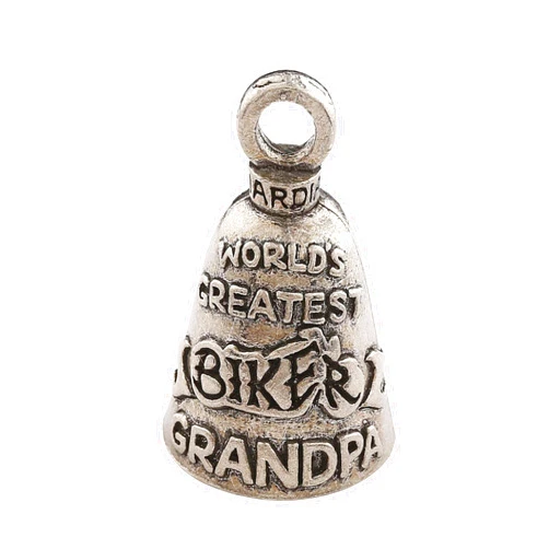 Guardian Bell Worlds Greatest Biker Grandpa Good Luck Bell w/Keyring & Black Velvet Gift Bag | Motorcycle Bell | Lead-Free Pewter | Good Luck Gift to Friends & Family | Bike Bell | Made in USA