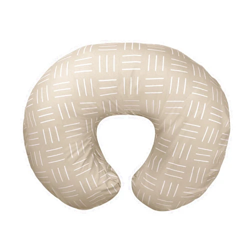 Boppy Nursing Pillow Organic Original Support, Sand Criss Cross, Ergonomic Nursing Essentials for Bottle and Breastfeeding, Firm Hypoallergenic Fiber Fill with 100% Organic Cotton Nursing Pillow Cover
