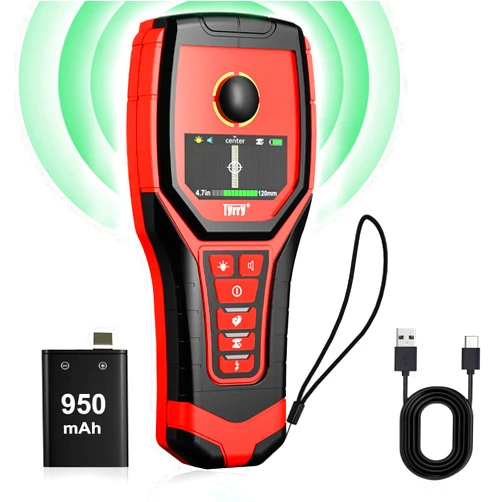 Tyrry 5 in 1 Stud Finder Wall Scanner, Professional Accurate Studfinder for Precise Center and Edge of AC Wire Magnetic Metal Joist Wood Pipe Detection, Audio Light Alarm, Color Display Position Depth