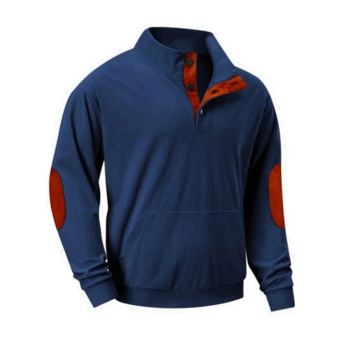 Muscularfit Corduroy Button Down Sweatshirts for Men 2024 Fashion Long Sleeve Solid Business Work Henley Shirt Loose Pullover