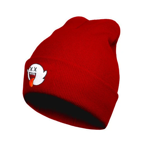 Murextc Embroidered Skull Beanie for Men Women Knit Winter Hats Keep Warm Soft Stretchy Cuffed Cap for Cold Weather