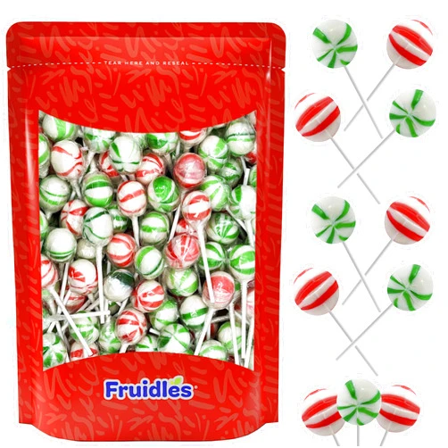 Fruidles Christmas Sweet Ball Lollipop, Mixed Fruit Flavor, Made in Brazil, Individually Wrapped, 17g Pops (Half-Pound)