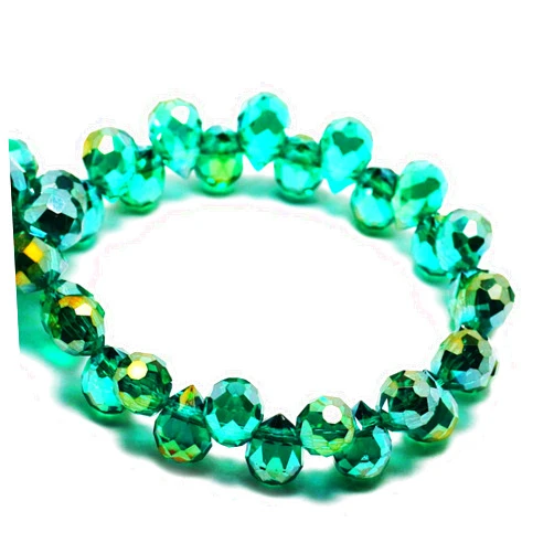 DIQIO 6x8mm Sparkle Teardrop Crystal Beads for Jewelry Making - Horizontal Drilled Faceted Glass Spacer Beads for Bracelets(82-88pcs, Peacock Green AB)