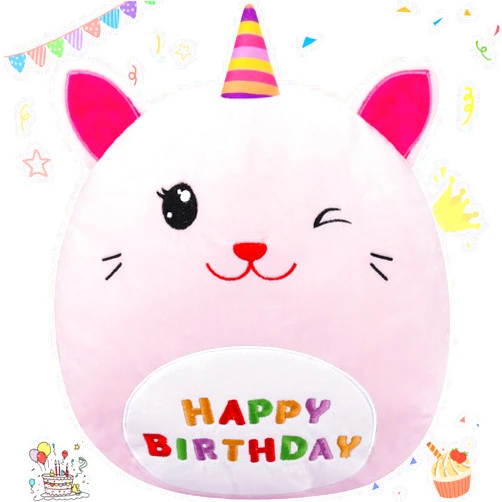 Vpkefla 15'' Stuffed Animals Plush Throw Pillow Cute Birthday Gifts Fluffy Cartoon Soft Plushies Toy Gifts for Kids Birthday Christmas Decorations (Cat)