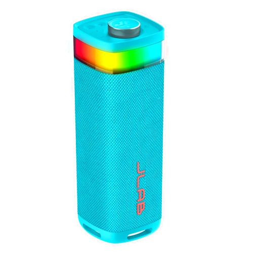 JLab JBuds Party Portable Bluetooth Speaker, 2 Full-Range Drivers + 2 Passive Woofers, IP56 Waterproof, 12 Hours Playtime, Connect Multiple Speakers, Custom Sound + RGB Lighting via App, Cyan