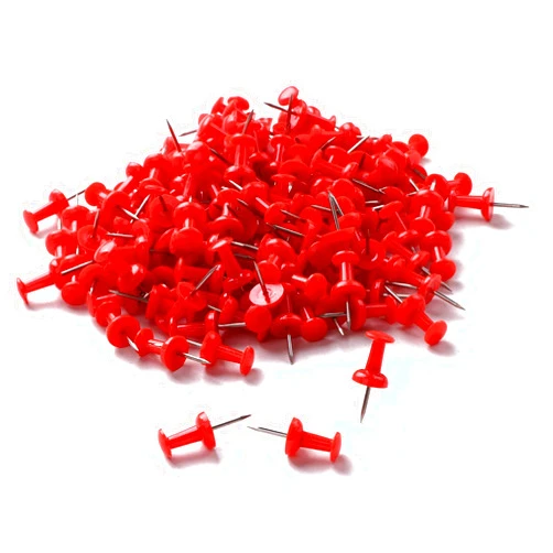 Tupalizy 200PCS Colored Plastic Push Pins Decorative Map Thumb Tacks with Steel for Bulletin Board and DIY Craft Home Office Use (Red)