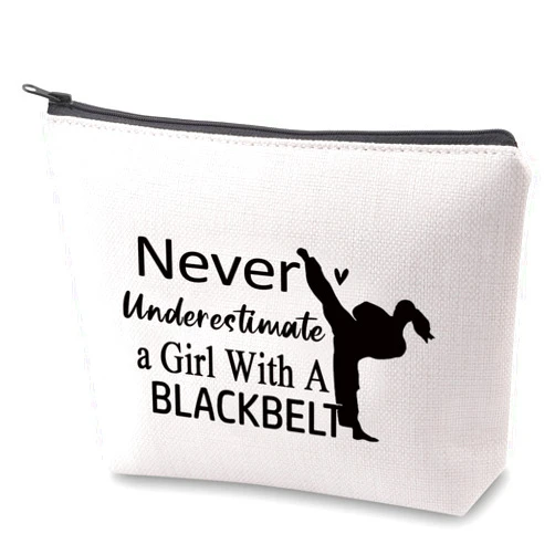 ZJXHPO Karate Lover Survival Kit Never Underestimate a With A Black Belt Makeup Bag With Zipper Black Belt Toiletry Bag Karate Trainer gift (Belt)