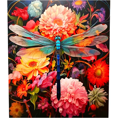 GemZono Diamond Painting Kits for Adults DIY 5D Diamond Dragonfly Gem Art Paint with Round Diamond Full Drill Diamond Dots Arts Painting Kit for Home Wall Decor Gifts(12x16inch)
