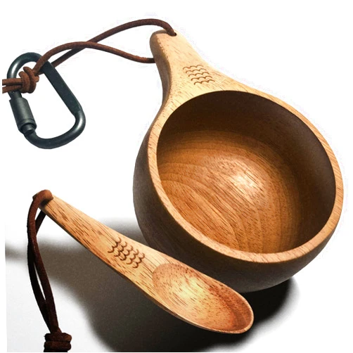 Yaykabom Kuksa，kuksa Wooden Cup Set 12oz(355ml)，Handcrafted Traditional，Personalized and Eco-Friendly，Camping, Traveling or Adventure，Easy to carry around，Cool