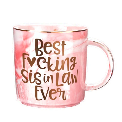 Hendson Sister In Law Gifts - Best Sis In Law Ever - Funny Sister In Law Birthday Gift, Sister In Law Engagement, Wedding Gift, New Sister In Law, Sister In Law To Be - Pink Marble Mug, 11.5oz Coffee Cup
