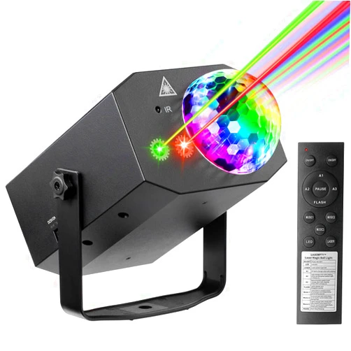 LAUCNPTY Dj Party Disco Ball Lights with Pattern and Sound Activated,10 ft USB Cable, Laucnpty LED Stage Strobe Light that Sync with Music, Christmas Rave/Home Karaoke/Dance/Club Bar Lights for Parties (Black)