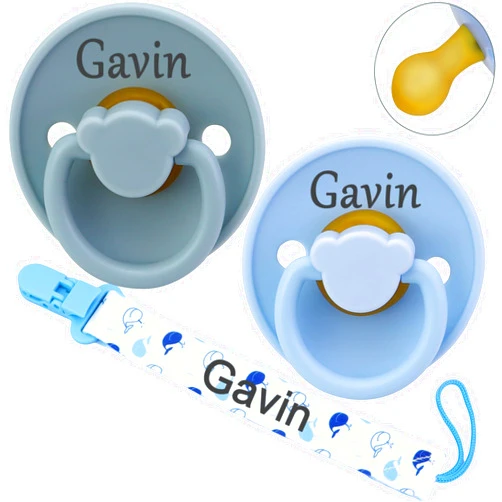 Panny & Mody Personalized Name Natural Rubber Pacifiers, Customized Pacifiers with Name, Ages 3-18 Months，Pack of 3