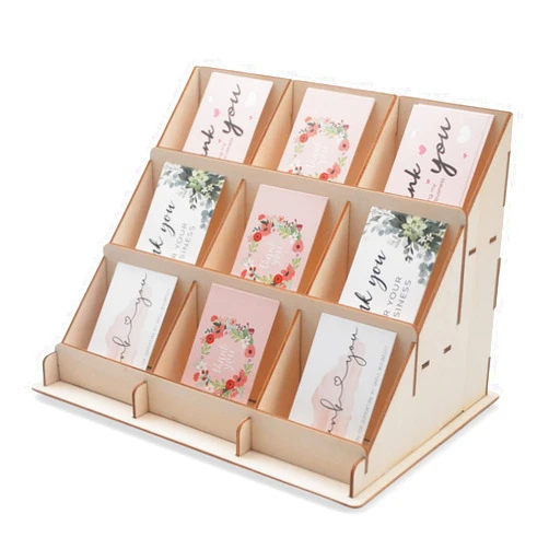 AnairsMo 9 Shelves Sticker Display Stand, Wooden Display Stand, Card Display Stand Organizor Rack for Craft Show, Retail Counter, Vendor Table, Vendor Events