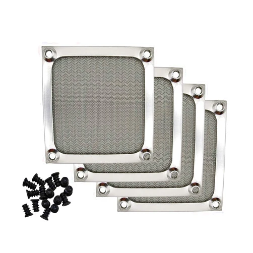 IMSurQltyPrise 80mm Computer Fan Filter Grills with Screws, Aluminum Frame Ultra Fine Stainelss Steel Mesh - 4 Pack (Silver)