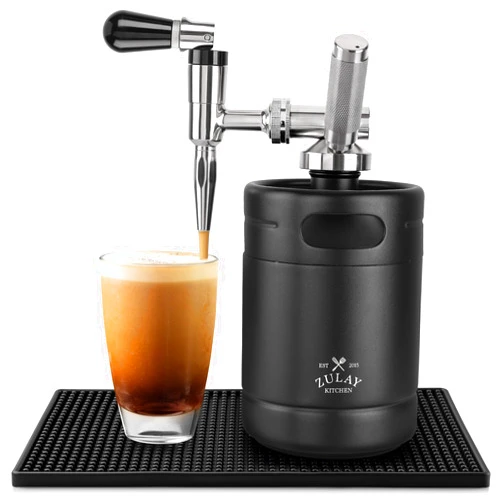 Zulay Kitchen Zulay Nitro Cold Brew Coffee Maker - Gift for Coffee Lovers - Large 64 oz Home Keg - Nitro Cold Brew Keg with Creamer Faucet - Nitro Cold Brew Coffee Maker for Home - Collapsible Funnel & Drip Mat