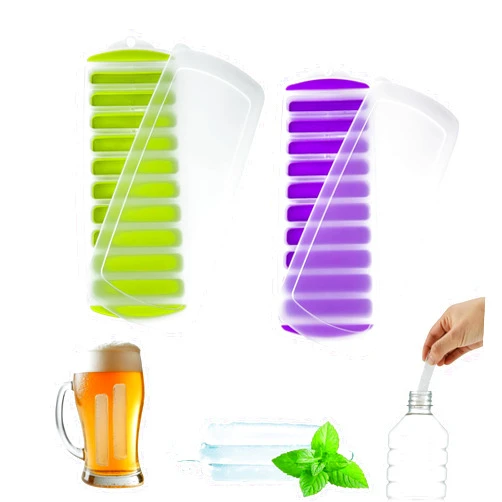 Lily's Home Silicone Ice Cube Tray with Lid Set of 2, BPA-Free, Ideal for Water Bottles & Sports Bottles, Flexible & Stackable Design for Quick Release, Ice Cube Trays for Freezer(11.81
