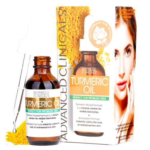 Advanced Clinicals Turmeric Oil Blemish Control Facial Skin Care Serum For Face | Antioxidant Moisturizer W/Rose Extract & Jojoba Oil For Dark Spots, Dry Skin, Redness, & Skin Blemishes, 1.8 Fl Oz