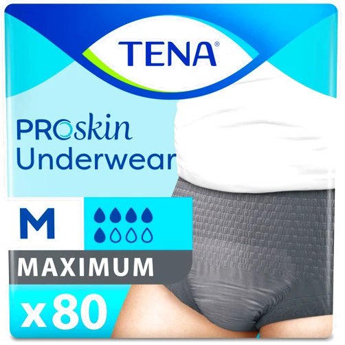 TENA ProSkin Disposable Underwear Male Pull On with Tear Away Seams Medium, 73520, Maximum, 80 Ct