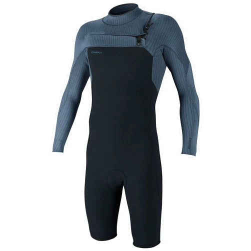 O'Neill Men's Hyperfreak 2mm Chest Zip Longsleeve Spring Wetsuit M-Tall Gunmetal/Cadet Blue