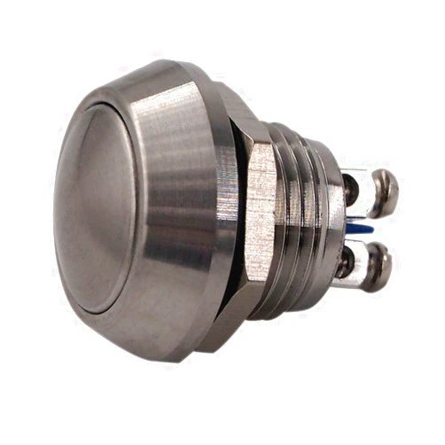 URTONE Momentary Push Button Switch, URTONE UR123, 1NO SPST DC/AC 36V 2A Stainless Steel Metal Shell Suitable for 12mm 1/2