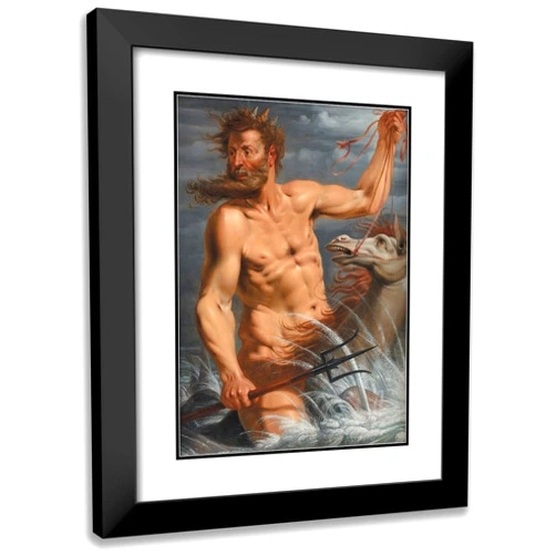 ArtDirect Werner van den Valckert 14x18 Black Modern Frame and Double Matted Museum Art Print Titled - Neptune (1618-1619)