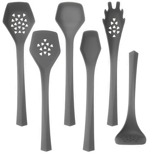 DFACKTO Heavy Duty Kitchen Utensils Set, 6 pc Nonstick Nylon, High Heat Resistant for Stovetop and Griddle, 6 Pieces for Cooking (Gray) by DFACKTO