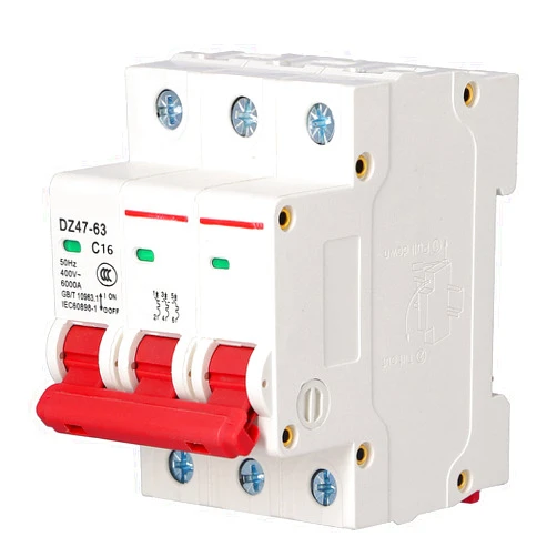 Hilitand Miniature Circuit Breaker PC Cover Overload Household Air Switch DIN Rail Mount AC 400V 3P DZ47 63 for Lighting (16A)