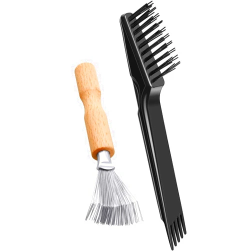 Boao 2 Pieces Hair Brush Cleaning Tools - Mini Comb Cleaner Rake with Wooden Handle for Removing Hair Dust at Home and Salon (Black)