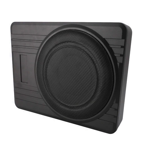 Sanpyl 10 Inch Ultra Slim 600W Powered Car Subwoofer with Remote Control, Space Saving Design, PWM, Variable Low Pass Filter, Variable Bass Boost, Silver