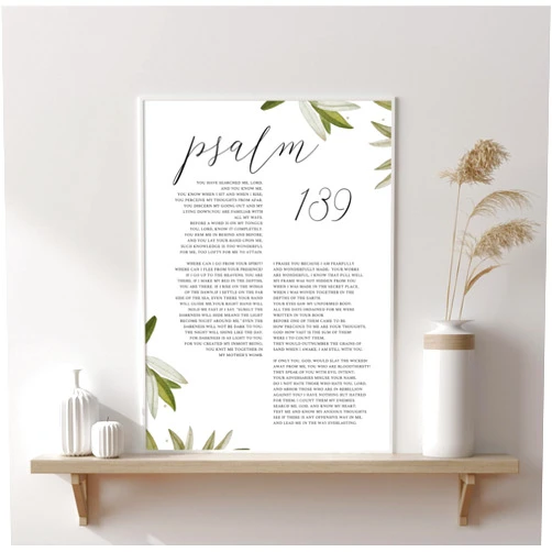 Custom Generic Psalm 139 Wall Art. Bible Verse Print. Christian Home Decor. Christian Wall Art. Psalm 139 Print. Bible Quote.Posters for living room, bedroom, motivational quotes, home, White