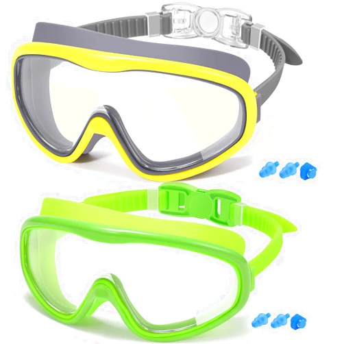Braylin Adult Swim Goggles, 2-Pack Wide View Swim Goggles for Men Women Youth Teen, Anti-Fog, Over 15