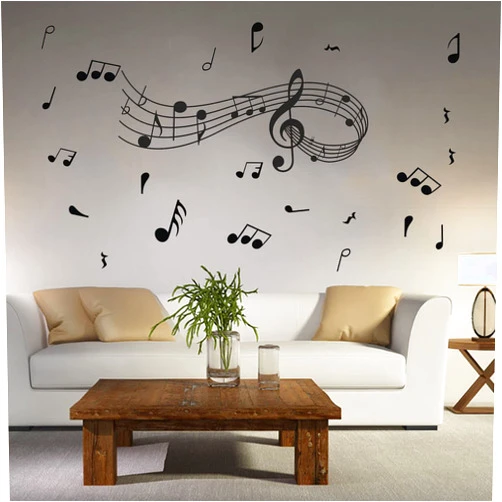 HILUCK Musical Note Wall Decals, Creative Music Notes Notation Removable Vinyl Wall Stickers for Classroom Music Studio Dance Room Bedroom Art Decor House Decoration