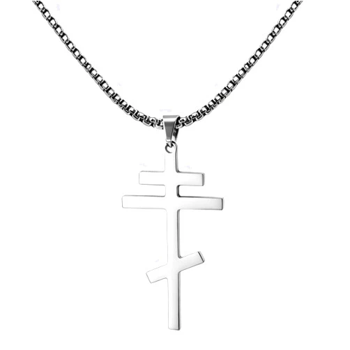 JczR.Y Orthodox Cross Necklace for Men Women Retro Stainless Steel Cross Necklace Byzantine Cross Necklaces Pendant Religious Christian Jewelry